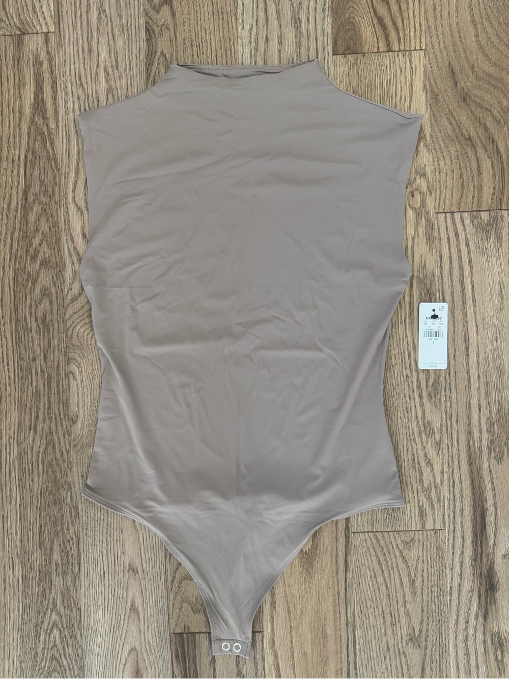 Express Taupe Mock Neck Sleeveless Bodysuit